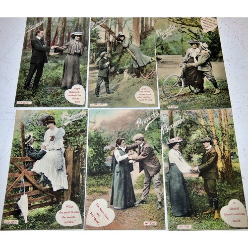 630A - A collection of late Victorian / early Edwardian coloured and monochrome postcards, humorous, portra... 