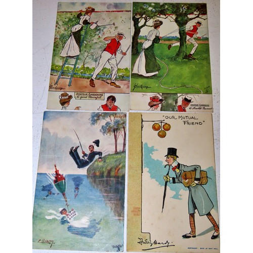 630A - A collection of late Victorian / early Edwardian coloured and monochrome postcards, humorous, portra... 