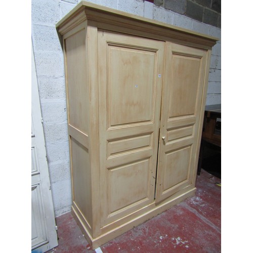 1572 - A 19th century pine wardrobe enclosed by a pair of panelled doors, with later painted finish, 170cm ... 