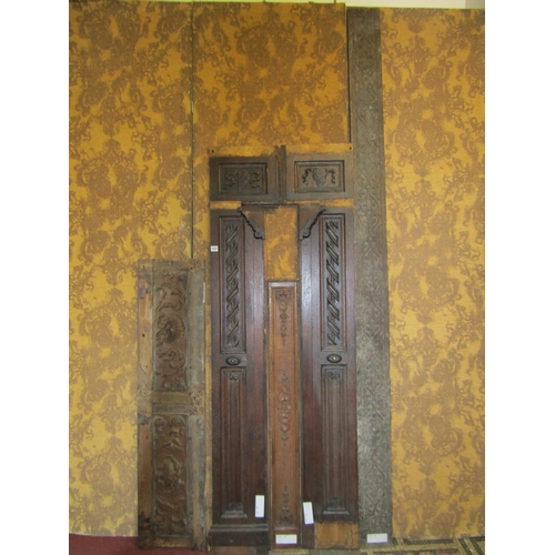 1084 - Five reclaimed sections of carved panelling, various sizes and designs