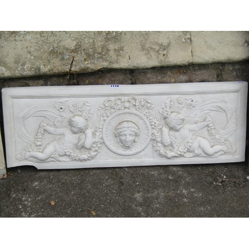 1068 - A rectangular moulded classical plaster plaque/frieze, 28 cm high x 83 cm together with a pair of pa... 