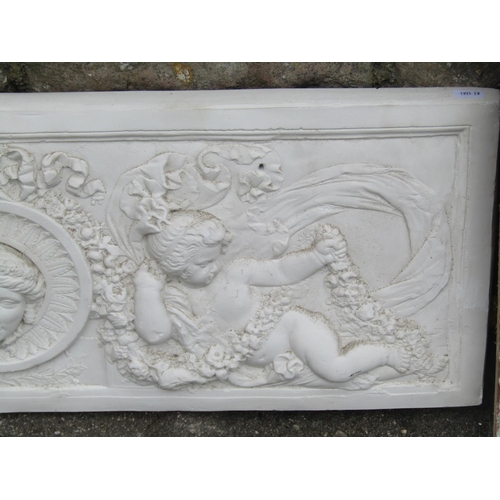 1068 - A rectangular moulded classical plaster plaque/frieze, 28 cm high x 83 cm together with a pair of pa... 