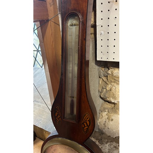 353 - A 19th century inlaid mahogany barometer, Cattelli, Hereford.