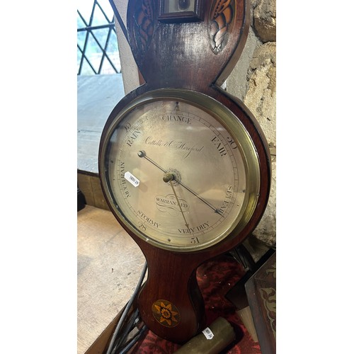 353 - A 19th century inlaid mahogany barometer, Cattelli, Hereford.