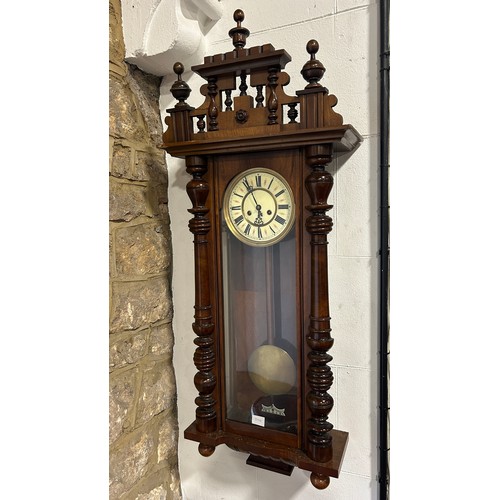 354 - A large walnut cased Vienna regulator wall clock.