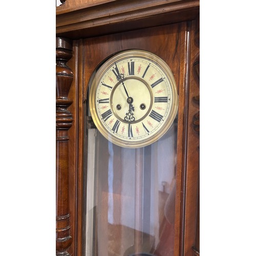 354 - A large walnut cased Vienna regulator wall clock.