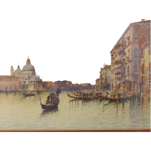 46 - ANDREA BIONDETTI (1851-1946): Canal scene, Venice, watercolour, signed lower right, 38.5cm x 22.5cm