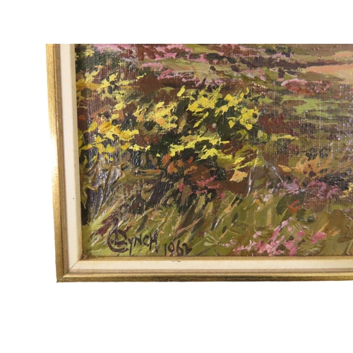 71 - C.LYNCH, 20th century, Landscape pathway with Cypress trees, signed and dates lower right, 44cm x 34... 