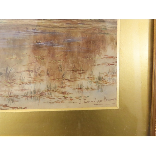 73 - JOSEPH EARNSHAW BROWN: River scene with trees, watercolour, signed lower right, 36.5cm x 26cm