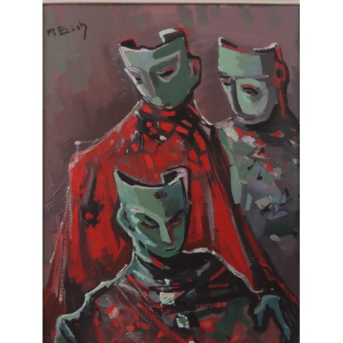 114 - FRENCH SCHOOL, 20th century, masquerade, signed upper left, 23cm x 31.5cm