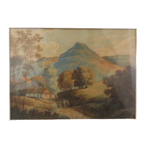 140 - BRITISH SCHOOL, 19th century, Mountainous landscape, watercolour, 14cm x 10cm