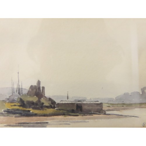 144 - GLADYS BEST: Topsham Lock, Devon, watercolour, monogrammed lower right, 16.5cm x 11cm