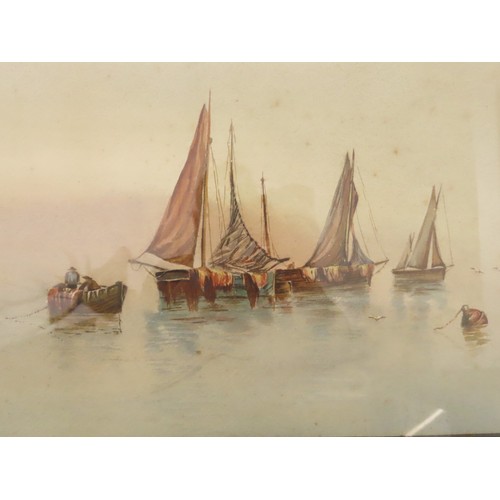 148 - Garman Morris (British, act. 1900-1930) - Sailboats in the mist, signed lower right, watercolour, fr... 