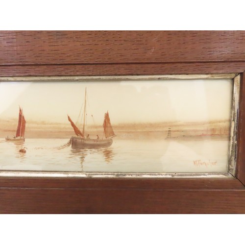 178 - M. Farquhar (19th/20th century) - Three watercolours of sailboats, signed below, 11 x 36 cm, framed ... 