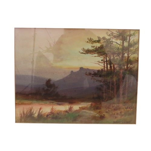 181 - Rubens Southey (1881 - 1933) - Two highland scenes at sunrise/sunset, watercolour, signed below, lar... 