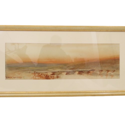 181 - Rubens Southey (1881 - 1933) - Two highland scenes at sunrise/sunset, watercolour, signed below, lar... 