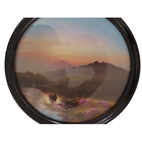 194 - Frank Holmes (b.1935) - Four circular framed moorland scenes, signed below, gouache, diameter 24 cm ... 