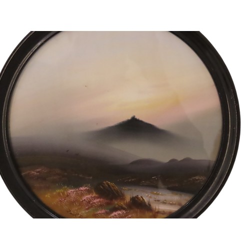 194 - Frank Holmes (b.1935) - Four circular framed moorland scenes, signed below, gouache, diameter 24 cm ... 