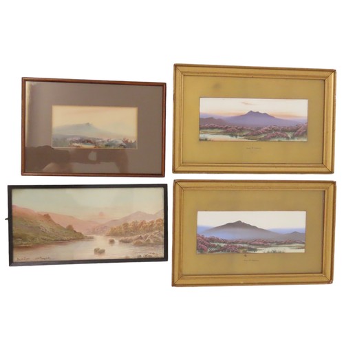 200 - Four moorland landscape paintings by different artists, to include: Alec McDonald, a pair of gouache... 