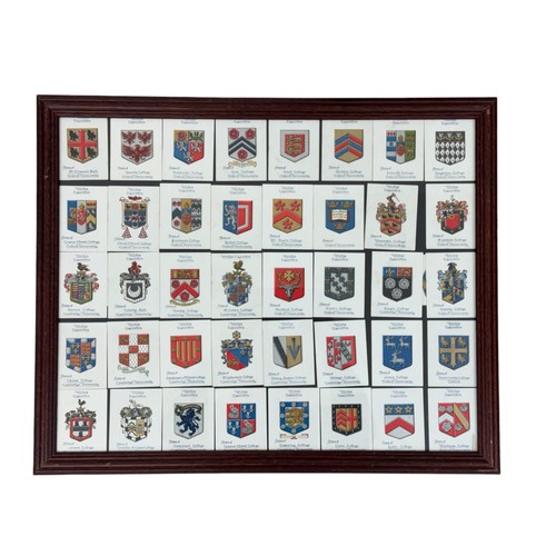 209 - Three framed sets of cigarette cards of Flags: Nations, British Empire, and colleges, 46 x 55 cm (3)