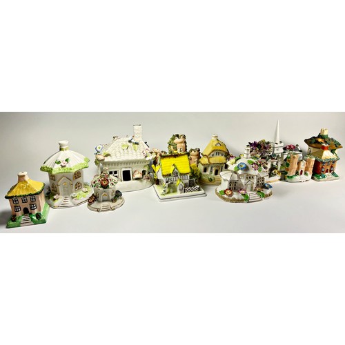 11 - A large collection of 19th century pastel burning cottages by Coalport and other factories (24)