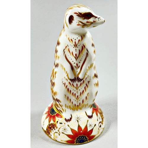 60 - A Royal Crown Derby Imari Meerkat with gold stopper and a Snake with silver stopper