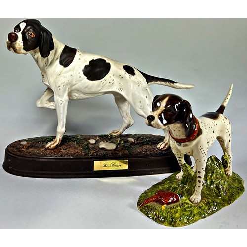 24 - Five ceramic models of dogs in various poses including a Beswick white matt example of a Spaniel, a ... 