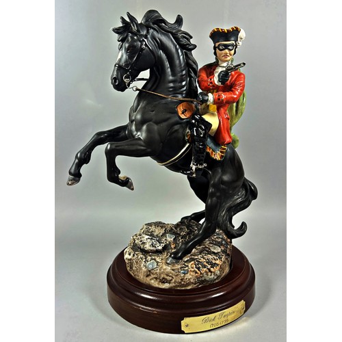 63 - A Royal Doulton figure of Dick Turpin or his rearing horse set on a plinth, limited edition number 8... 