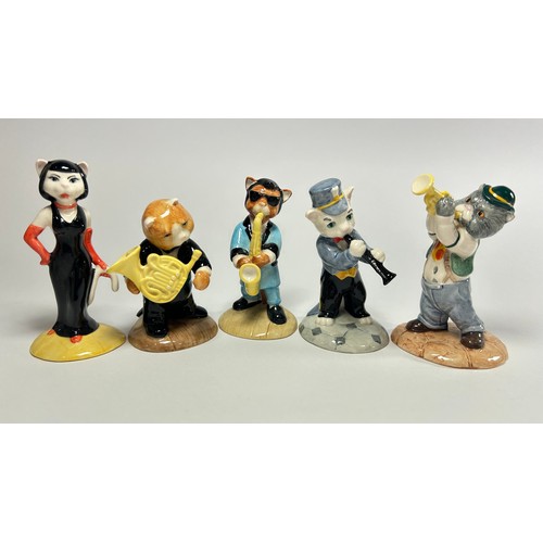 44 - A Beswick ceramic 'cat band' to include, pianist, guitarist, trumpet, saxophone, cello, conductor, e... 