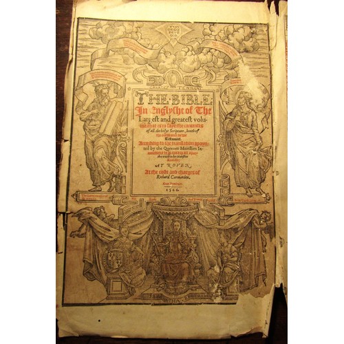 745 - Elizabethan Bible in English 1566 (The Great Bible), The Bible in Englyshe of the largest and greate... 