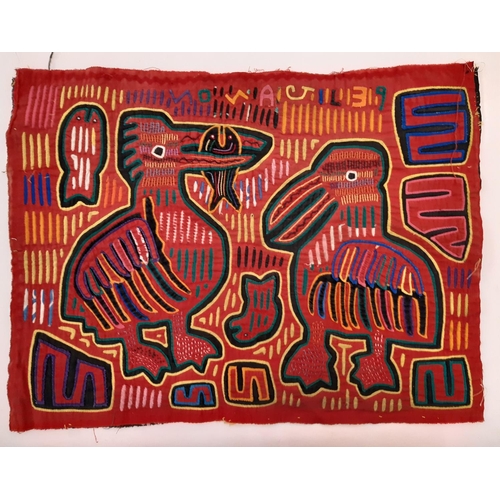 828 - Four early to mid 20th century Mola panels originating from the San Blas Islands, Panama and created... 