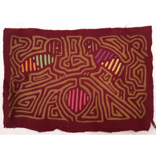 828 - Four early to mid 20th century Mola panels originating from the San Blas Islands, Panama and created... 