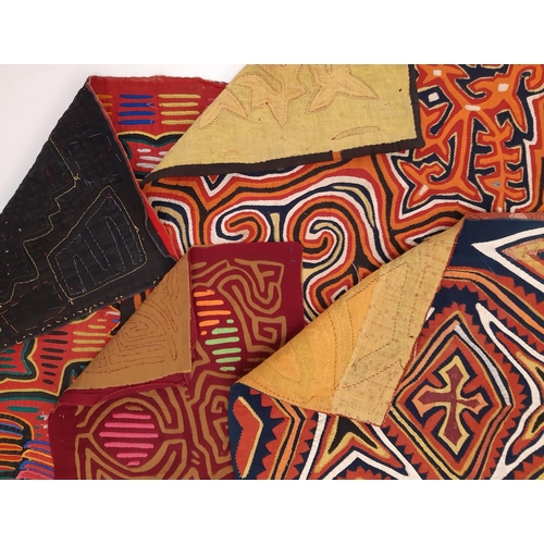 828 - Four early to mid 20th century Mola panels originating from the San Blas Islands, Panama and created... 