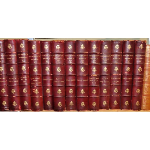 718 - Collection of Charles Dickens works, red leather bound with gilt edging (18) (1906) together with a ... 