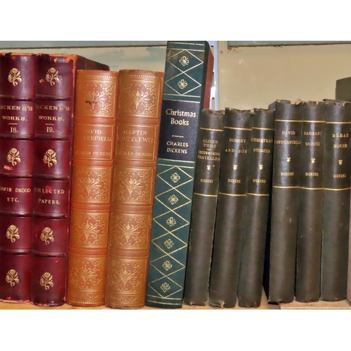 718 - Collection of Charles Dickens works, red leather bound with gilt edging (18) (1906) together with a ... 