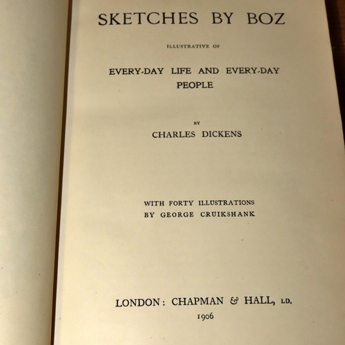 718 - Collection of Charles Dickens works, red leather bound with gilt edging (18) (1906) together with a ... 