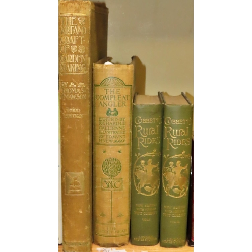 735 - A rare collection to include Cobbett's Rural Rides (2 volumes, 1893), Walton's Compleat Angler (1897... 