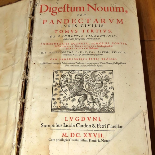 753 - A pair of rare 17th century books:
Justinian's Body of Civil Law (this first volume contains the old... 