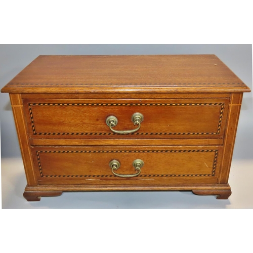 624 - An Edwardian desk top drawer with chevron stringing and two further mahogany boxes with elaborate st... 