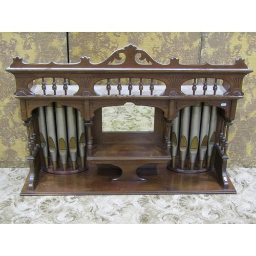 1337 - An Edwardian walnut over mantel (probably removed from a harmonium), with decorative outline, centra... 