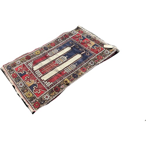 1746 - An Anatolian Church multi coloured mat, 140cm x 85cm, together with a blue and gold Hatchlu carpet, ... 