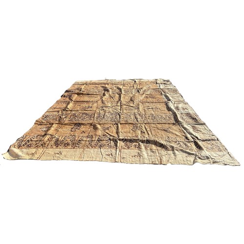 1747 - Large Pacific Islands Tapa bark cloth, possible from Tonga, hand painted with natural dyes with styl... 