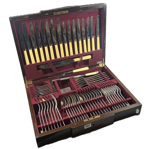 287 - An early 20th century canteen of Elkington silver plate cutlery, complete for eight settings,