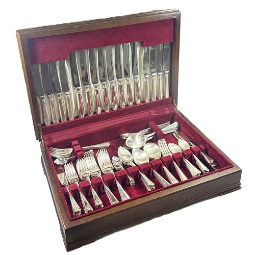 280 - An Art Deco style silver plated canteen of cutlery for eight settings by K Bright, with some extra m... 