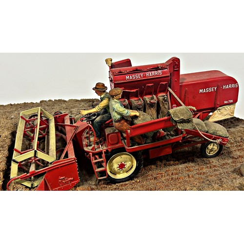 2 - A Border Fine Arts detailed model depicting a Massey Harris combine harvester with farm workers and ... 