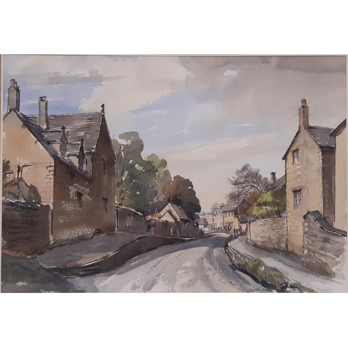 1758 - Harold Wilfred Sayer RWA, RE (1913-1993) - Four watercolours: 'Burford'; 'Southrop'; 'Saxon Stone, B... 