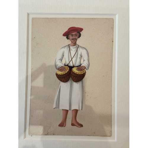 1951 - Five Indian company paintings of musicians, c.1840/50, qouache on mica, approx. 9 x 11 cm each, thre... 