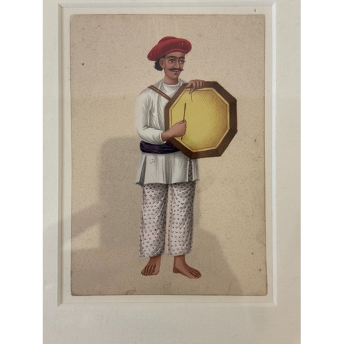 1951 - Five Indian company paintings of musicians, c.1840/50, qouache on mica, approx. 9 x 11 cm each, thre... 