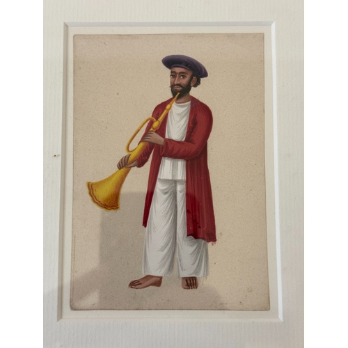 1951 - Five Indian company paintings of musicians, c.1840/50, qouache on mica, approx. 9 x 11 cm each, thre... 