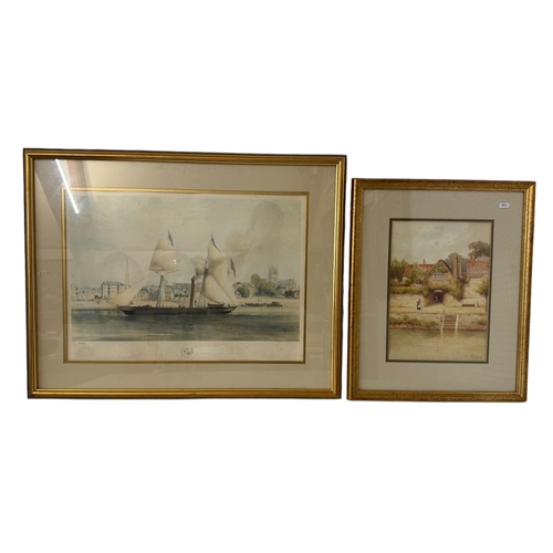 1979 - Two framed works: H. English (British, 19th-20th century) - Across the river, watercolour on paper, ... 